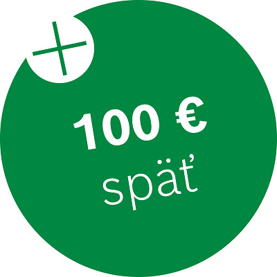Okrúhle zelené logo s nápisom až 100 EUR späť odkazujúce na cashback chladničky Bosch