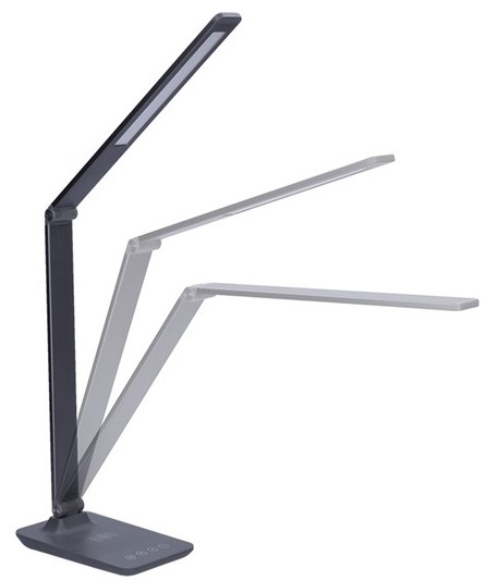 Stolná lampa Solight stmievateľná, 10W, bezdrôtové nabíjanie telefónu sivá flexibilní rameno lampička Solight