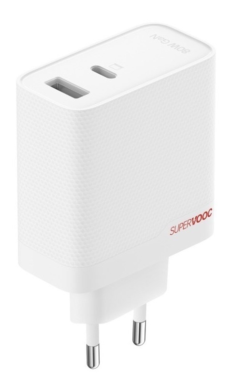 Nabíjačka do siete OnePlus SUPERVOOC 80W, GaN, USB/USB-C + kábel USB-C biela