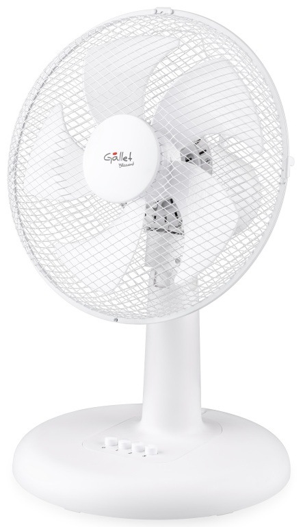 Biely stolný ventilátor Gallet VEN35 Blizzard s 3 rýchlosťami fúkania a funkciou oscilácie