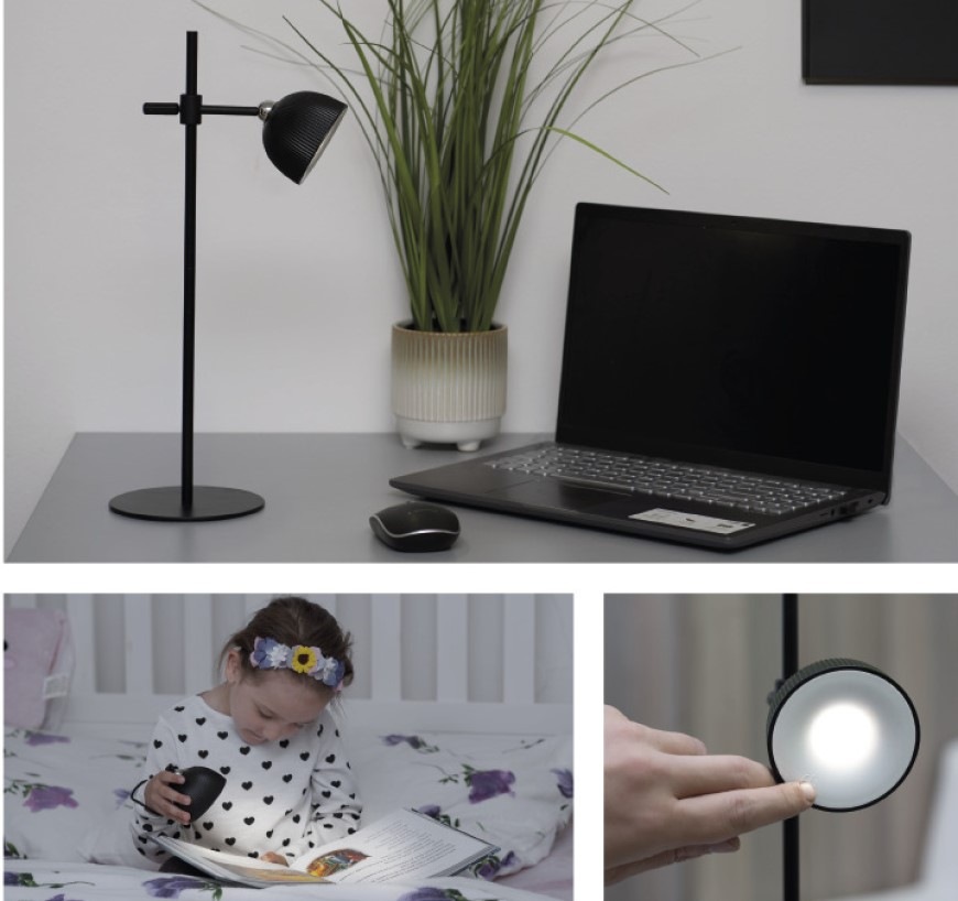 Stolná lampa EMOS SOPHIE, 200 lm, stmievanie, 2,5 W, neutrálna biela čierna Stolná LED lampička EMOS SOPHIE, 200 lm, stmievanie, 2,5 W, neutrálna biela - čierna
