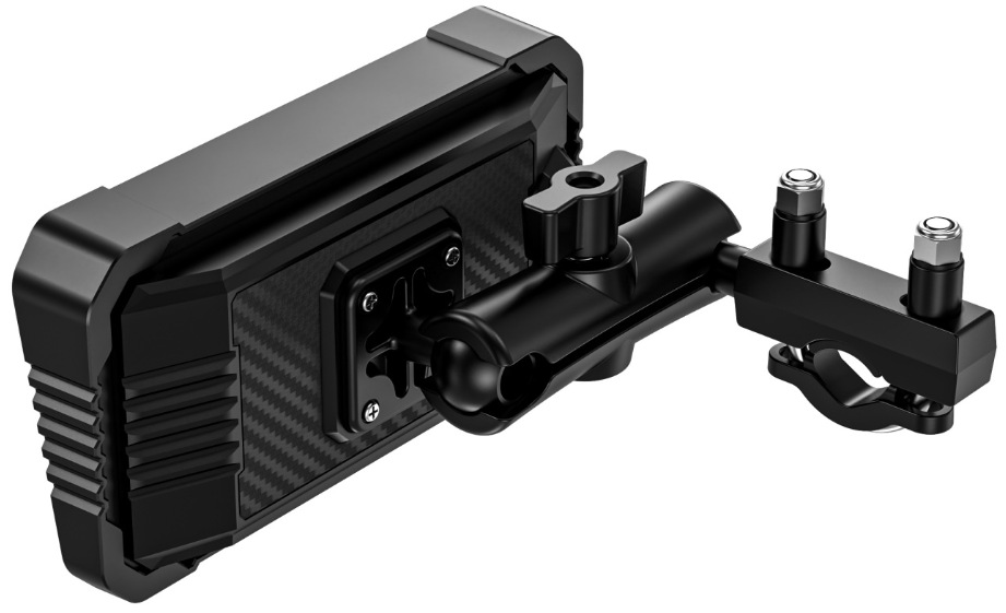 Zadná strana MOTO displej NAVITEL MS850 DUAL s držiakom pre montáž na riadidlá