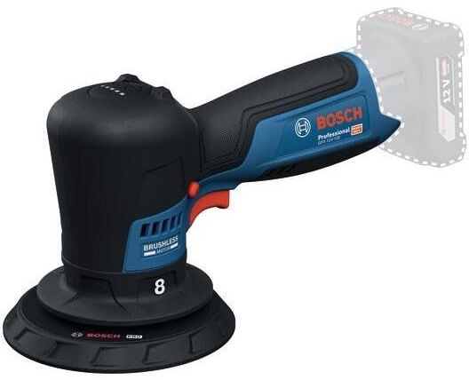 Leštička Bosch Professional GPX 12V-125 bez akumulátora v detailnom bočnom pohľade s viditeľným bezuhlíkovým motorom a ergonomickou rukoväťou
