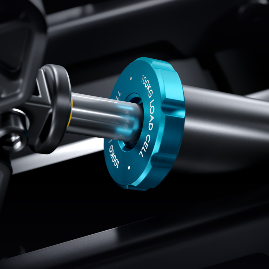 Pedále Logitech G PRO Racing Pedals čierne Detail nastaviteľného silomera brzdy u pedálov Logitech G PRO Racing Pedals