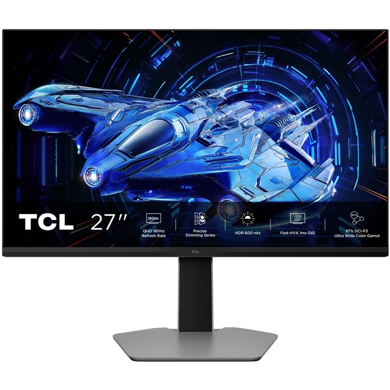 Herný monitor TCL v šedej farbe.