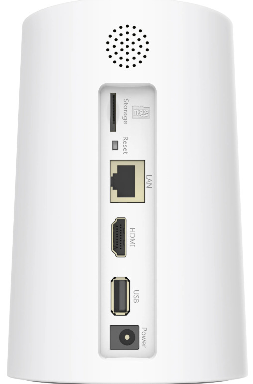 IP kamera iGET HOMEGUARD HGWNK108402S biela Zadný panel NVR rekordéra so slotom microSD, LAN, HDMI, USB a napájacím konektorom