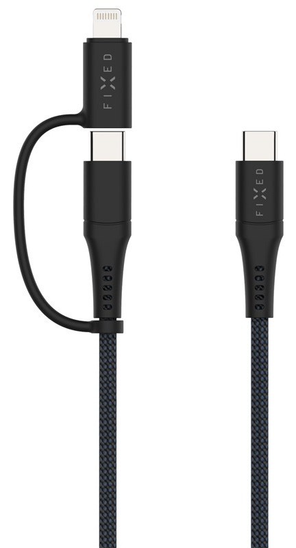 Kábel FIXED USB-C/USB-C a Lightning, PD, 60W, MFi, 2m sivý