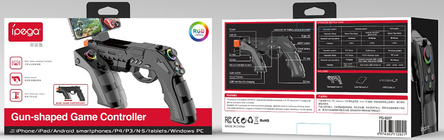 Ovládač iPega 9257 Phantom ShoX Blaster Bluetooth Gun Android/iOS/PS3/PS4/PC/N-Switch/SmartTV čierny Ovládač iPega 9257 Phantom ShoX Blaster Bluetooth Gun Android/iOS/PS3/PS4/PC/N-Switch/SmartTV - čierny