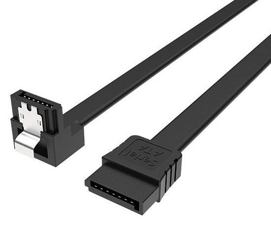 Kábel AKASA SATA3, pravouhlý, 50 cm čierny