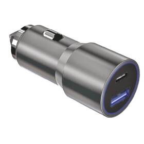 Adaptér do auta WG USB, USB-C, 38W + Lightnig kábel 1m (11424) strieborný