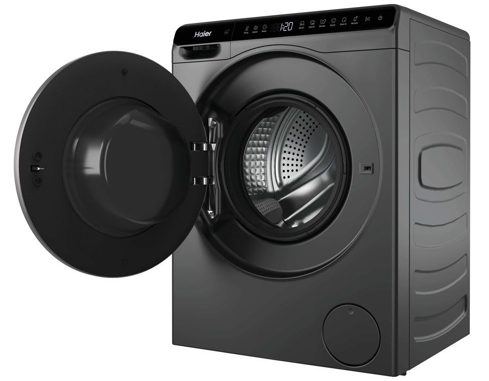 Práčka Haier HW50-BP12307GU1S antracitová farba Práčka Haier HW50-BP12307GU1S otvorené dvierka