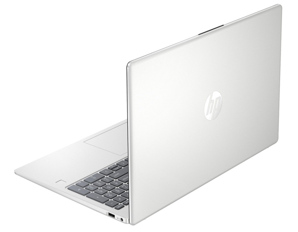 Notebook HP 15-fd2000ncx + Game Pass predplatné na 2 mesiace strieborný Otvorený notebook HP 15-fd2000ncx zozadu