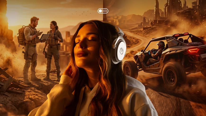 Headset ENDORFY VIRO Infra Wireless Onyx White biely Headset ENDORFY VIRO Infra Wireless Onyx White pri počúvaní so zvukovými profilmi pre rôzne využitie
