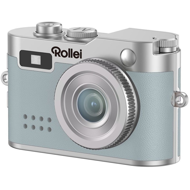 Digitálny fotoaparát Rollei Mini Digitalkamera v modrom prevedení.