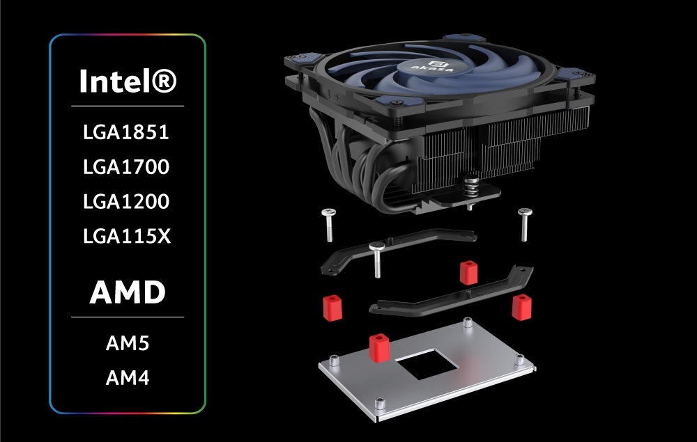 Chladič CPU AKASA Alucia H6LS M2, Low profile, 6 Heatpipes čierny Výhodou AKASA Alucia H6LS M2 je aj široká kompatibilita a jednoduchá inštalácia