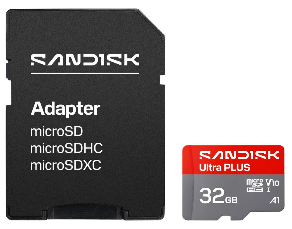 Pamäťová karta SanDisk Ultra Plus 32 GB s priloženým SD adaptérom pre širšiu kompatibilitu zariadenia