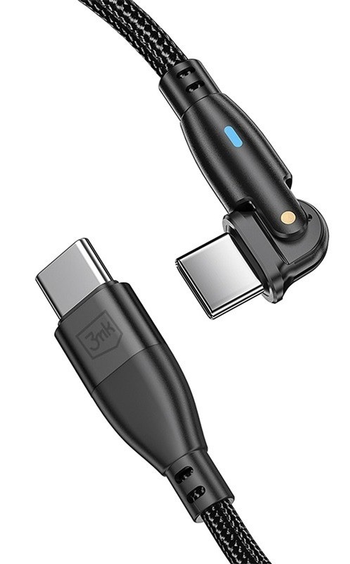 Nabíjací kábel 3mk s konektormi USB-C, čierna farba