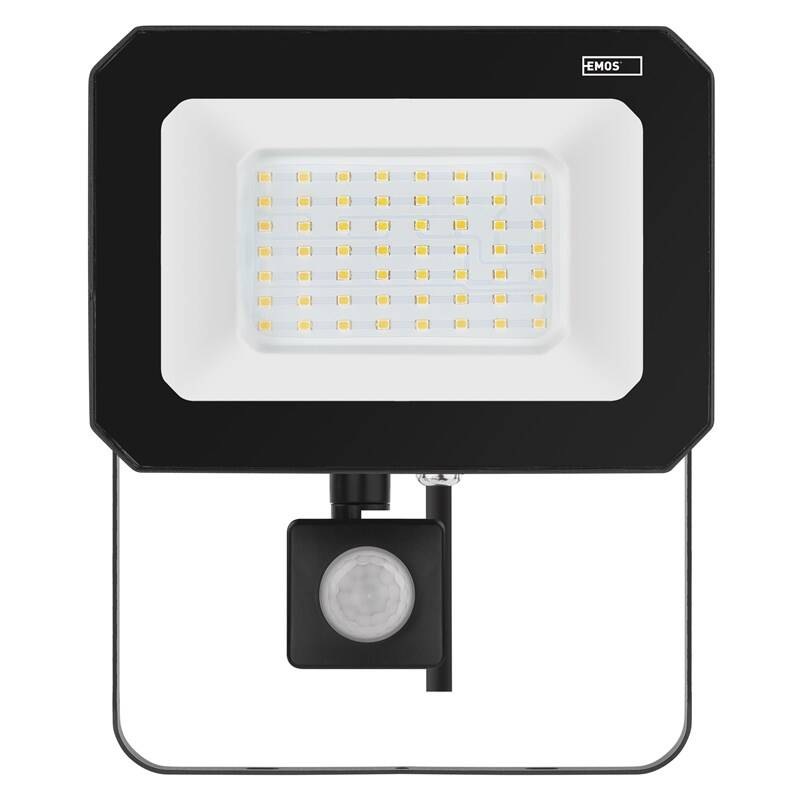 Reflektor EMOS SIMPO 50W 5000LM IP44 NW PIR - čierny