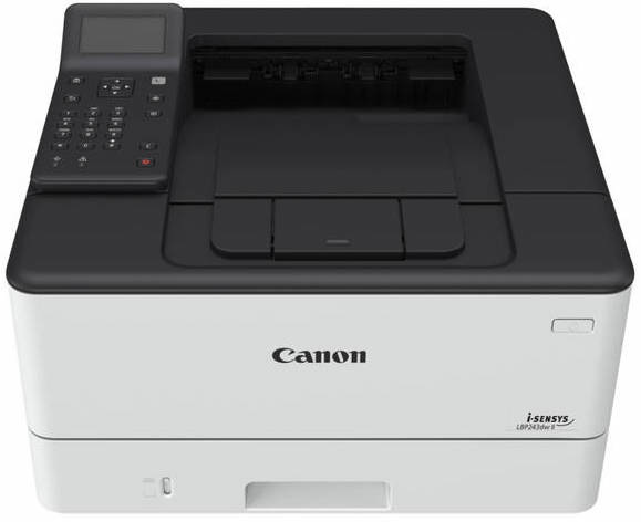 Tlačiareň laserová Canon i-SENSYS LBP243dw II biela Horný pohľad na Canon i-SENSYS LBP243dw II s LCD displejom a tlačidlovým ovládaním