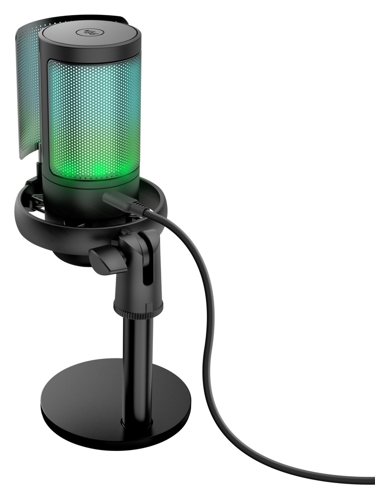 Mikrofón Trust GXT238 Auron, USB-C, RGB čierny Zelené podsvietenie mikrofónu Trust GXT238 Auron