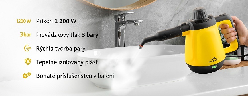 Parný čistič ETA AQUAMIST 1268 90000 čierny/žltý ETA Aquamist, funkcie