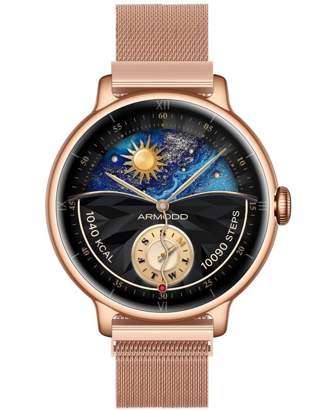 Chytré hodinky ARMODD Candywatch 5 GPS s kovovým remienkom + silikónový remienok, rose gold farba.
