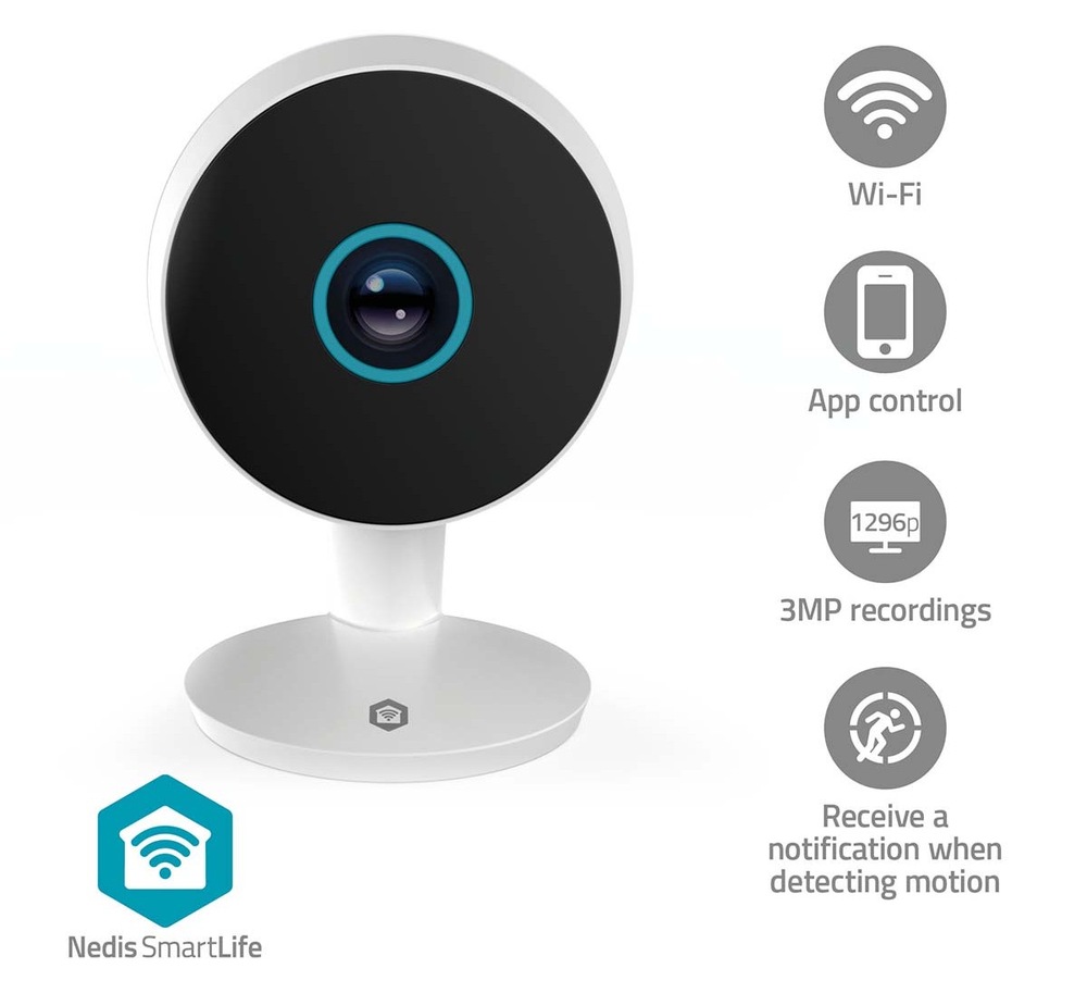 IP kamera Nedis SmartLife WIFICI08CWT biela IP kamera Nedis SmartLife WIFICI08CWT umožňuje obojsmernú komunikáciu