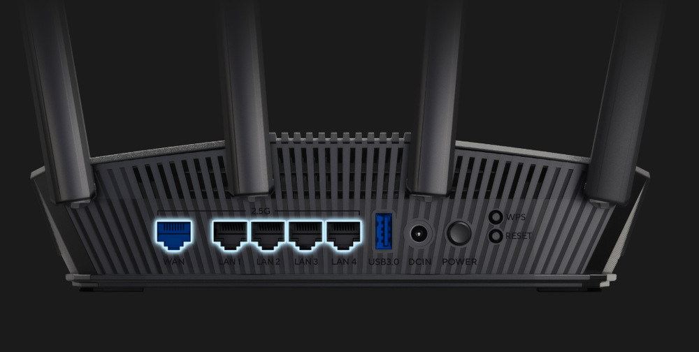 Router Asus RT-BE82U WiFi 7 Extendable, AiMesh čierny Asus RT-BE82U je vybavený hneď piatimi portami 2,5 GbE