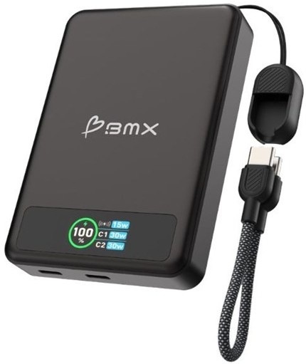 Powerbanka BMX SolidSafe™ 10K Solid-State magnetická v čiernom dizajne