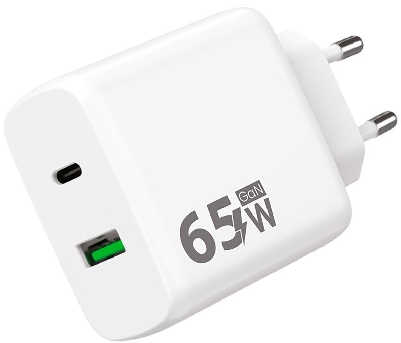 Nabíjačka do siete WG 1xUSB-A, 1xUSB-C, GaN, PD 65W - biela