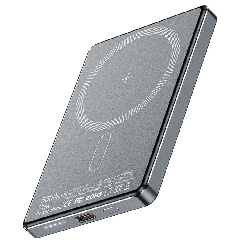 Powerbanka Essager 5000 mAh magnetická bezdrôtová (kompatibilná s MagSafe) - šedá
