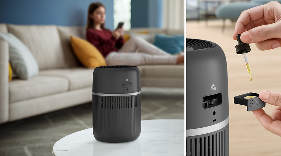 Zvlhčovač vzduchu Philips 4000 Series HU4210/03 sivý Dopĺňanie niekoľkých kvapiek esenciálneho oleja do zvlhčovača vzduchu Philips HU4210/03 4000 Series.