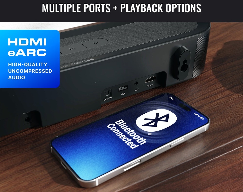 Prostredníctvom soundbaru môžete streamovať obľúbený playlist vďaka bluetooth prepojeniu.