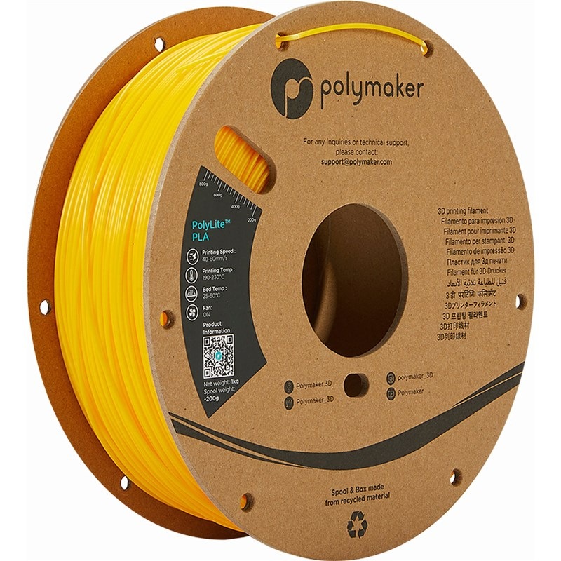 Tlačová struna (filament) Polymaker PolyLite PLA, 1,75 mm, 1 kg žltý