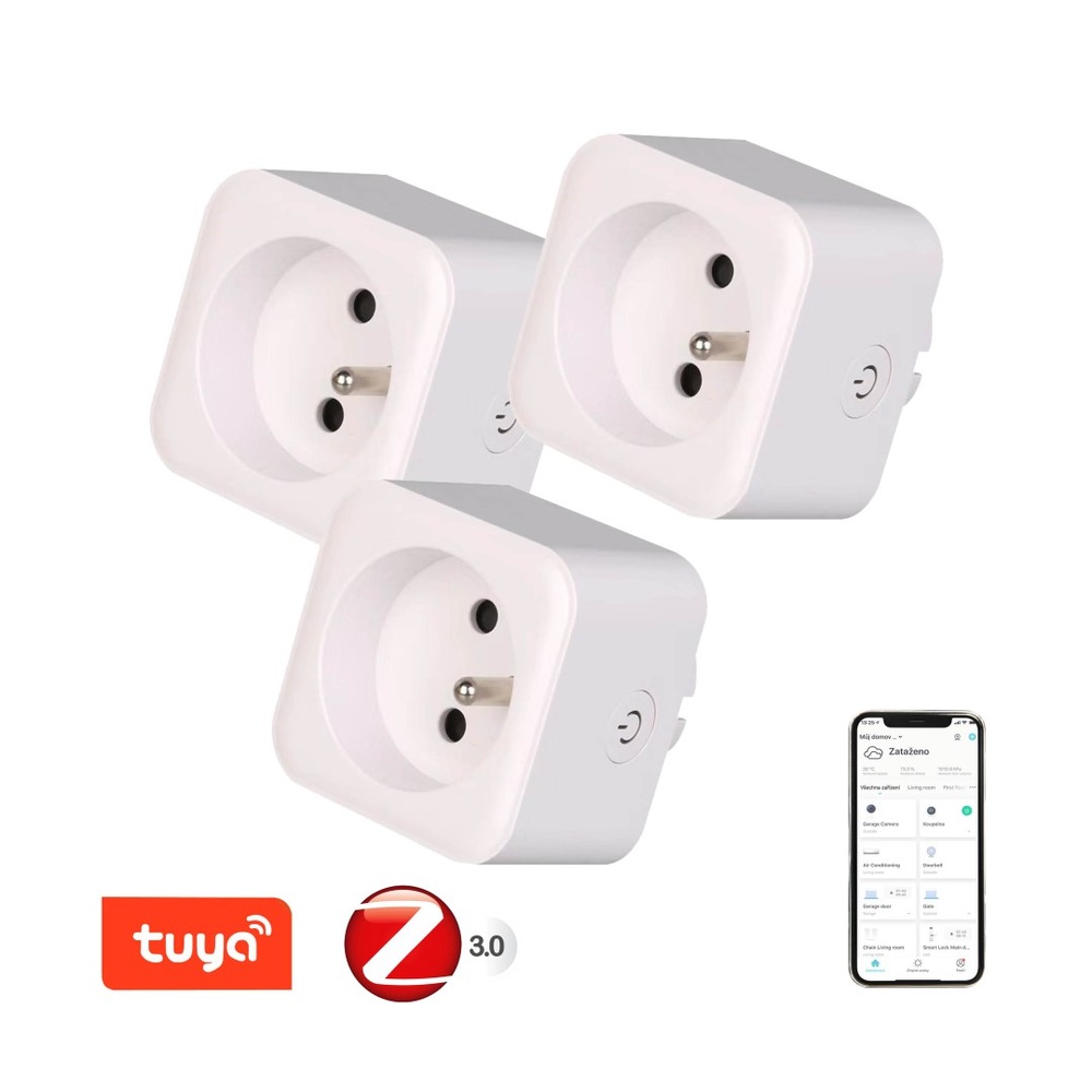 Inteligentná zásuvka IMMAX NEO LITE SMART, ZigBee, 3 ks biela IMMAX NEO LITE SMART - Zigbee 3 ks (07786C)