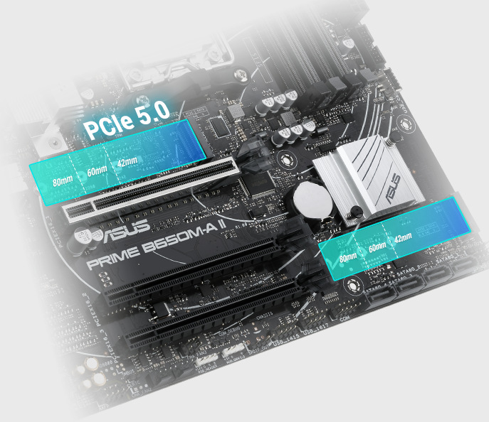 Základná doska Asus PRIME B650M-A II-CSM Asus PRIME B650M-A II-CSM vyniká aj v oblasti rozšírenia