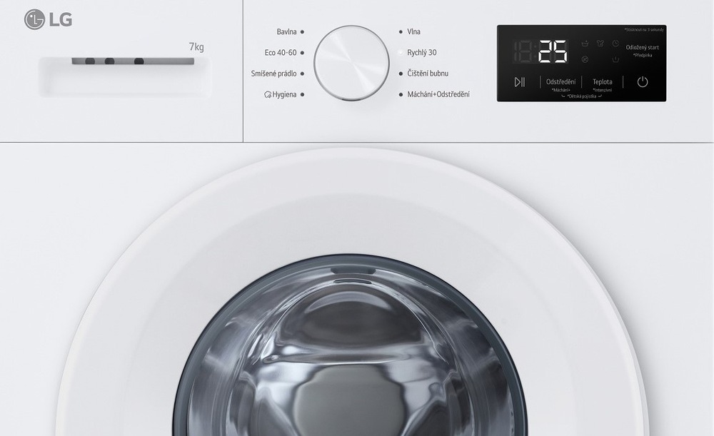 Práčka LG F4A10S7NWH biela Detailný pohľad na ovládací panel práčky LG F4A10S7NWH
