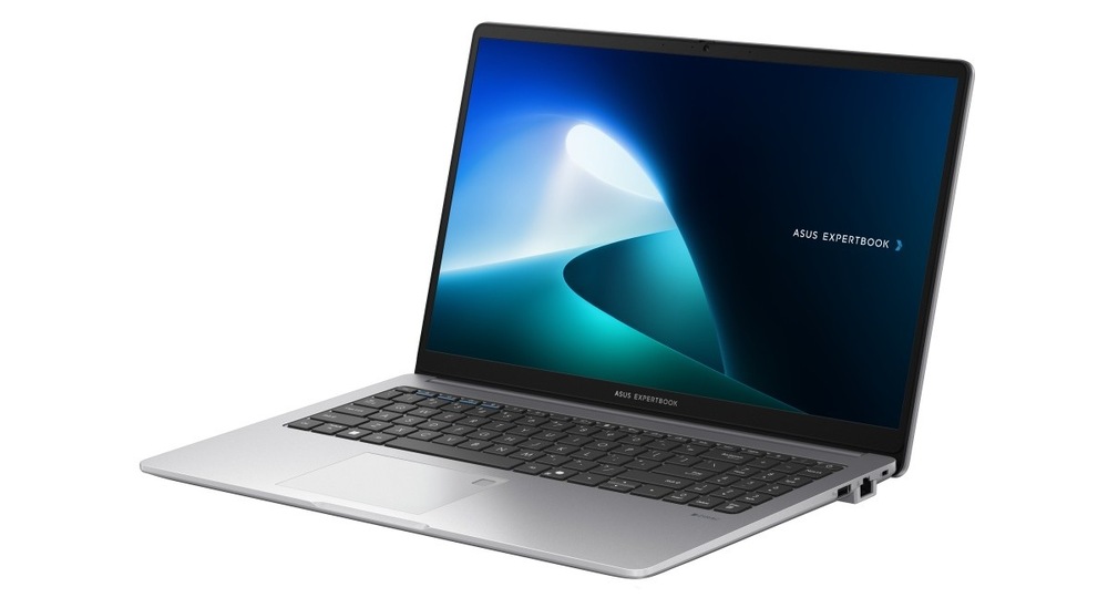 Notebook Asus ExpertBook P1 sivý Otvorený a zapnutý notebook Asus ExpertBook P1 otočený doľava