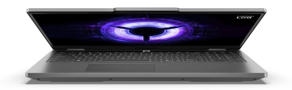 Notebook Lenovo LOQ Essential 15ARP11 sivý Pootvorený a zapnutý notebook Lenovo LOQ Essential 15ARP11