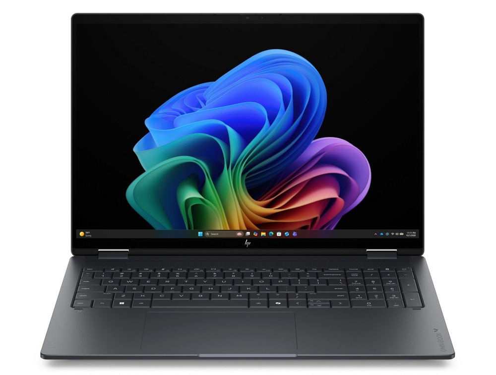 Notebook HP OmniBook X Flip AI 16-cb0002ncx + Game Pass predplatné na 2 mesiace sivý Otvorený a zapnutý notebook HP OmniBook X Flip AI PC 16-cb0070ncx spredu