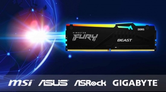 Pamäťový modul Kingston FURY Beast RGB 64GB DDR5 5600MHz CL36 čierny Detail obrázku pamäte RAM.