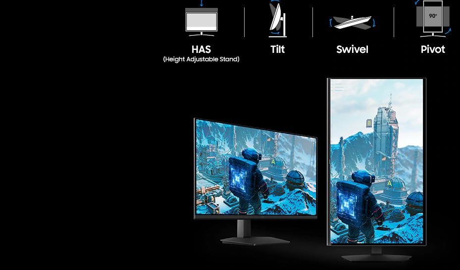 Herný monitor Samsung Odyssey G8 (G80HS) čierny Herný monitor Samsung Odyssey G8 (G80HS) s ukážkou nastaviteľného stojana