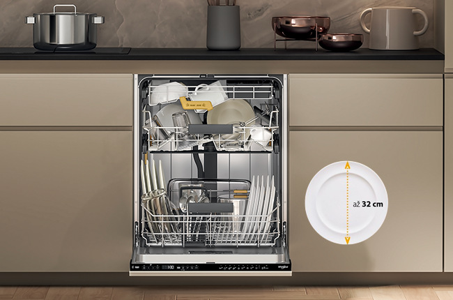 Umývačka riadu P60 Whirlpool WH7PC15B4M60, vstavané, konštrukčné riešenie MaxiSpace