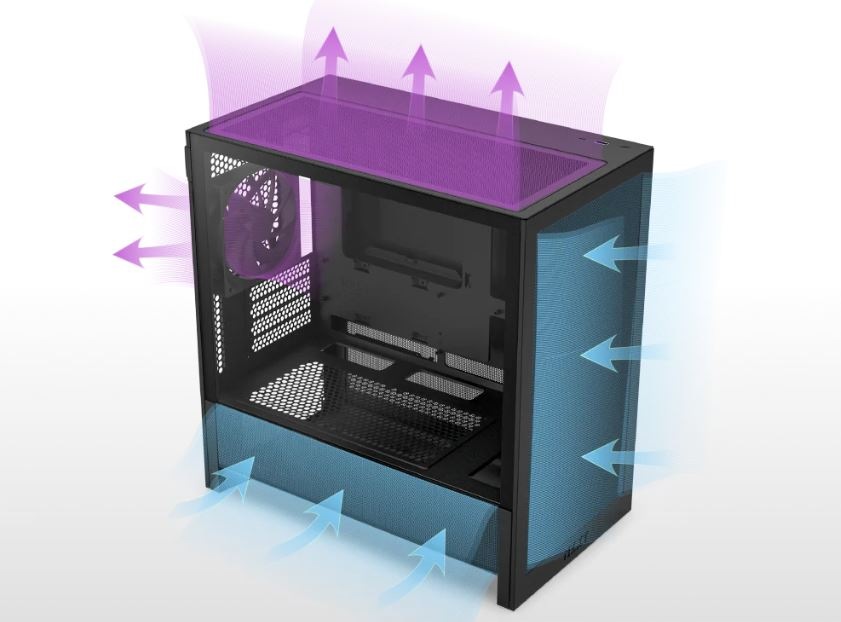Prúdenie vzduchu u Case NZXT H3 Flow