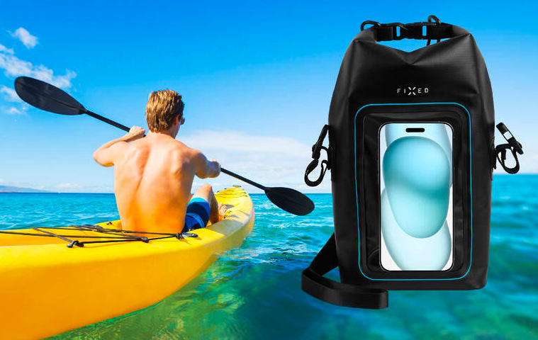 Puzdro na mobil športové FIXED Float Bag s vreckom pre mobilný telefón 3L čierne Puzdro na mobil športové FIXED Float Bag s vreckom pre mobilný telefón 3L - čierne