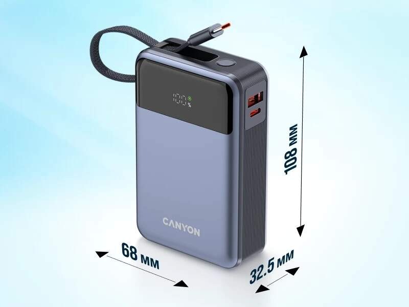 Powerbank Canyon OnPower 600 PD65W 20 000 mAh sivý Powerbank Canyon OnPower 600 PD65W 20 000 mAh sivý