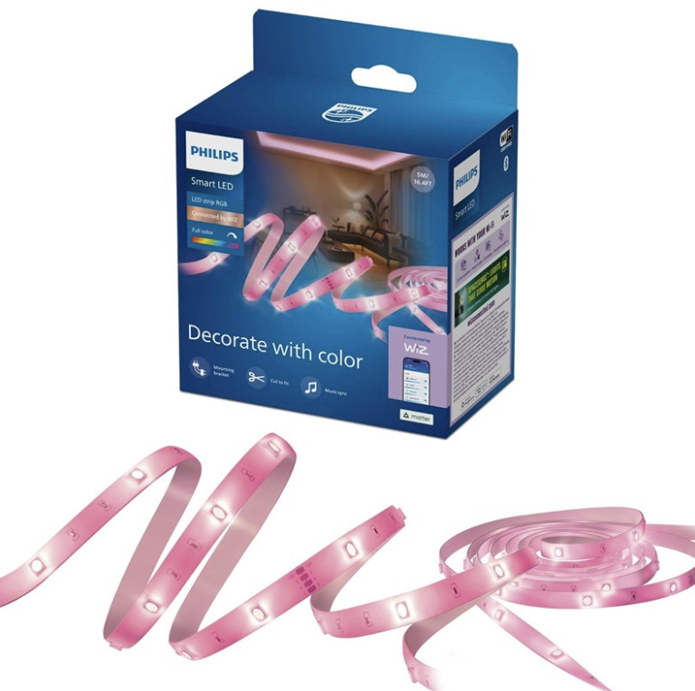 LED pásik Philips Smart LED RGB LED strip 5m Type-C s ružovým svetlom a predajným balením