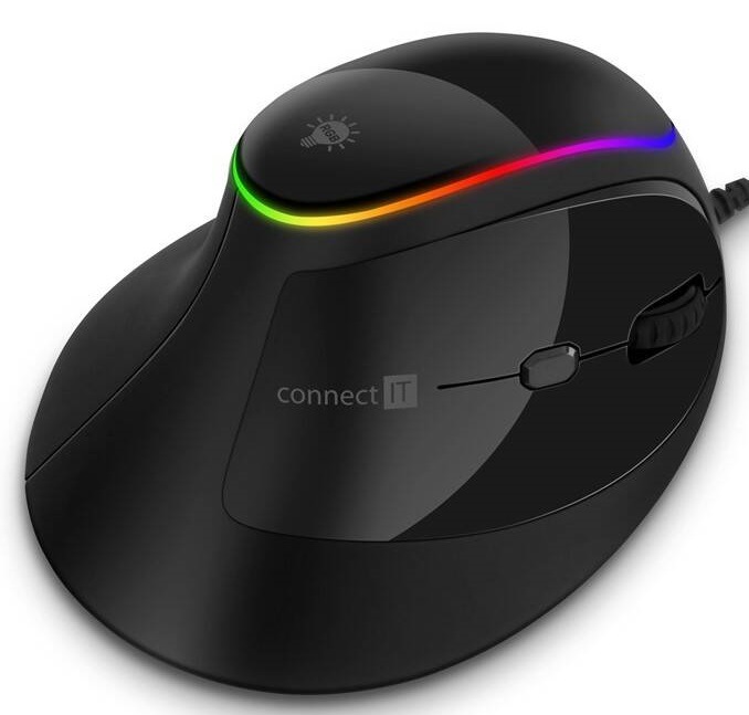 Myš Connect IT vertikálna, ergonomická, herná čierna
