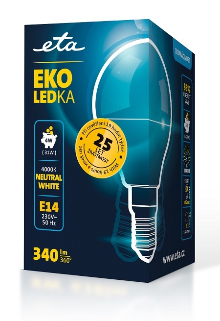 LED žiarovka ETA EKO LEDka mini globe 4W, E14, neutrálna biela Žiarovka ETAP45W4NW01