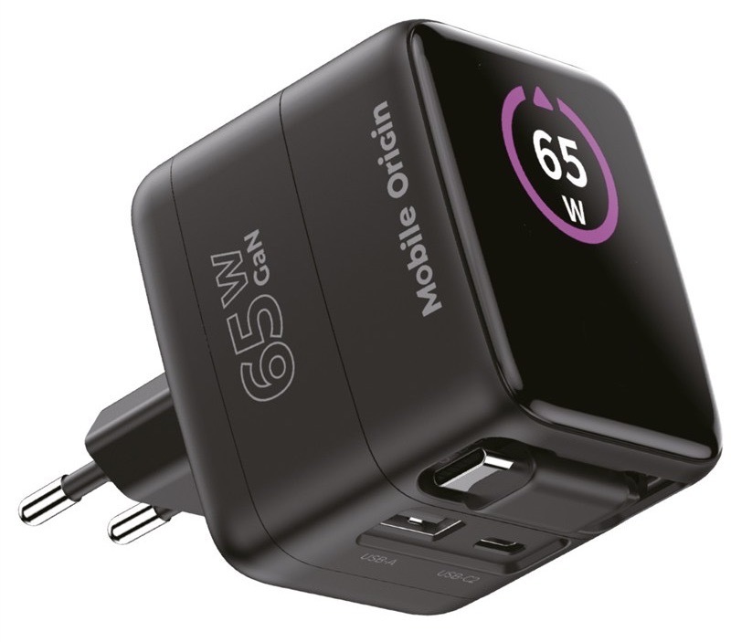 Nabíjačka do siete Mobile Origin s výkonom až 65 W, čierna farba